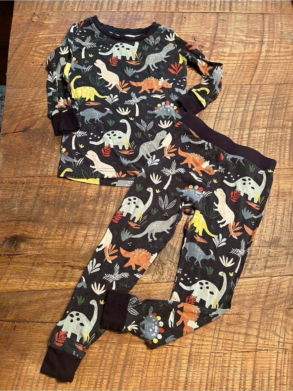 Little Sleepies Black Dinosaur Print Pajama Set - Long Sleeve Top & Pants
